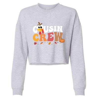 Cousin Crew Thanksgiving Family Matching Turkey Day Fall Great Gift Cropped Pullover Crew