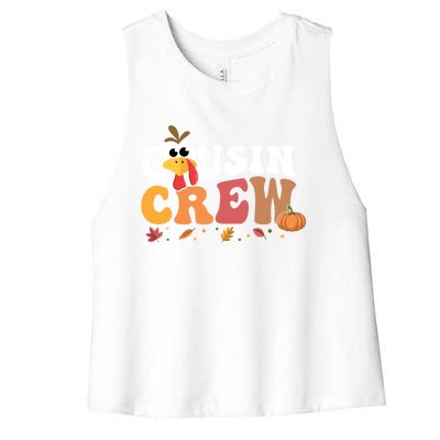 Cousin Crew Thanksgiving Family Matching Turkey Day Fall Great Gift Women's Racerback Cropped Tank