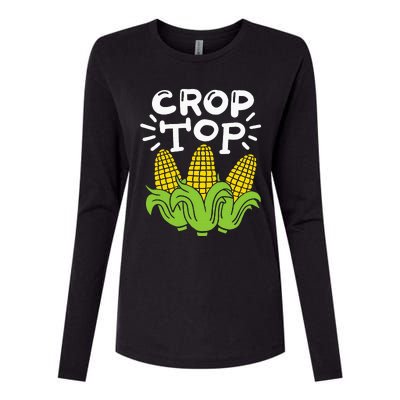 Corn Crop Top Womens Cotton Relaxed Long Sleeve T-Shirt