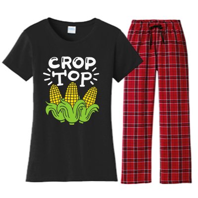 Corn Crop Top Women's Flannel Pajama Set