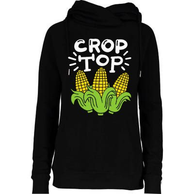 Corn Crop Top Womens Funnel Neck Pullover Hood