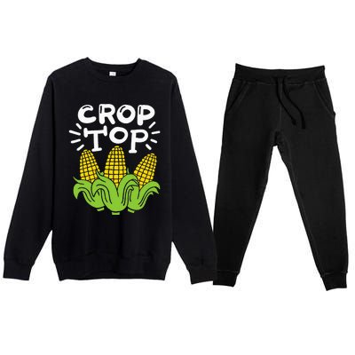 Corn Crop Top Premium Crewneck Sweatsuit Set