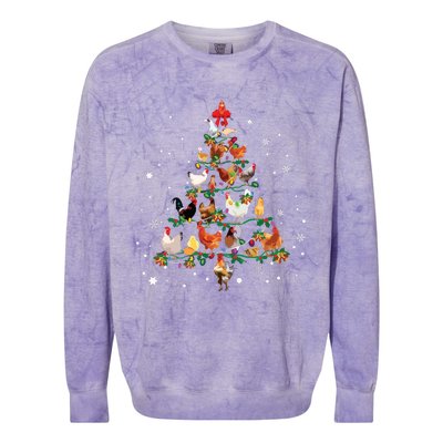 Chicken Christmas Tree Ornament Decor Xmas Long Sleeve Colorblast Crewneck Sweatshirt