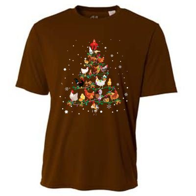 Chicken Christmas Tree Ornament Decor Xmas Long Sleeve Cooling Performance Crew T-Shirt