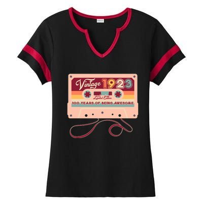 Cute Cassette Tape Limited Edition Vintage 1923 100 Years Of Being Awesome Ladies Halftime Notch Neck Tee