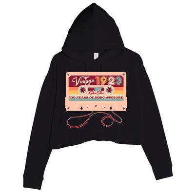 Cute Cassette Tape Limited Edition Vintage 1923 100 Years Of Being Awesome Crop Fleece Hoodie