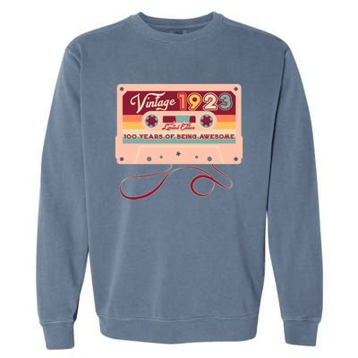 Cute Cassette Tape Limited Edition Vintage 1923 100 Years Of Being Awesome Garment-Dyed Sweatshirt