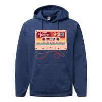 Cute Cassette Tape Limited Edition Vintage 1923 100 Years Of Being Awesome Performance Fleece Hoodie