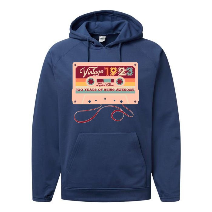 Cute Cassette Tape Limited Edition Vintage 1923 100 Years Of Being Awesome Performance Fleece Hoodie