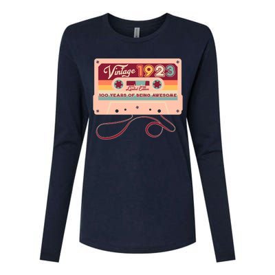 Cute Cassette Tape Limited Edition Vintage 1923 100 Years Of Being Awesome Womens Cotton Relaxed Long Sleeve T-Shirt