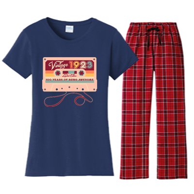 Cute Cassette Tape Limited Edition Vintage 1923 100 Years Of Being Awesome Women's Flannel Pajama Set