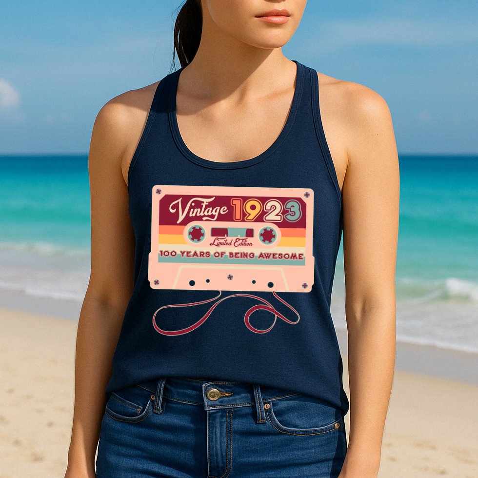 Cute Cassette Tape Limited Edition Vintage 1923 100 Years Of Being Awesome Womens Tank Top