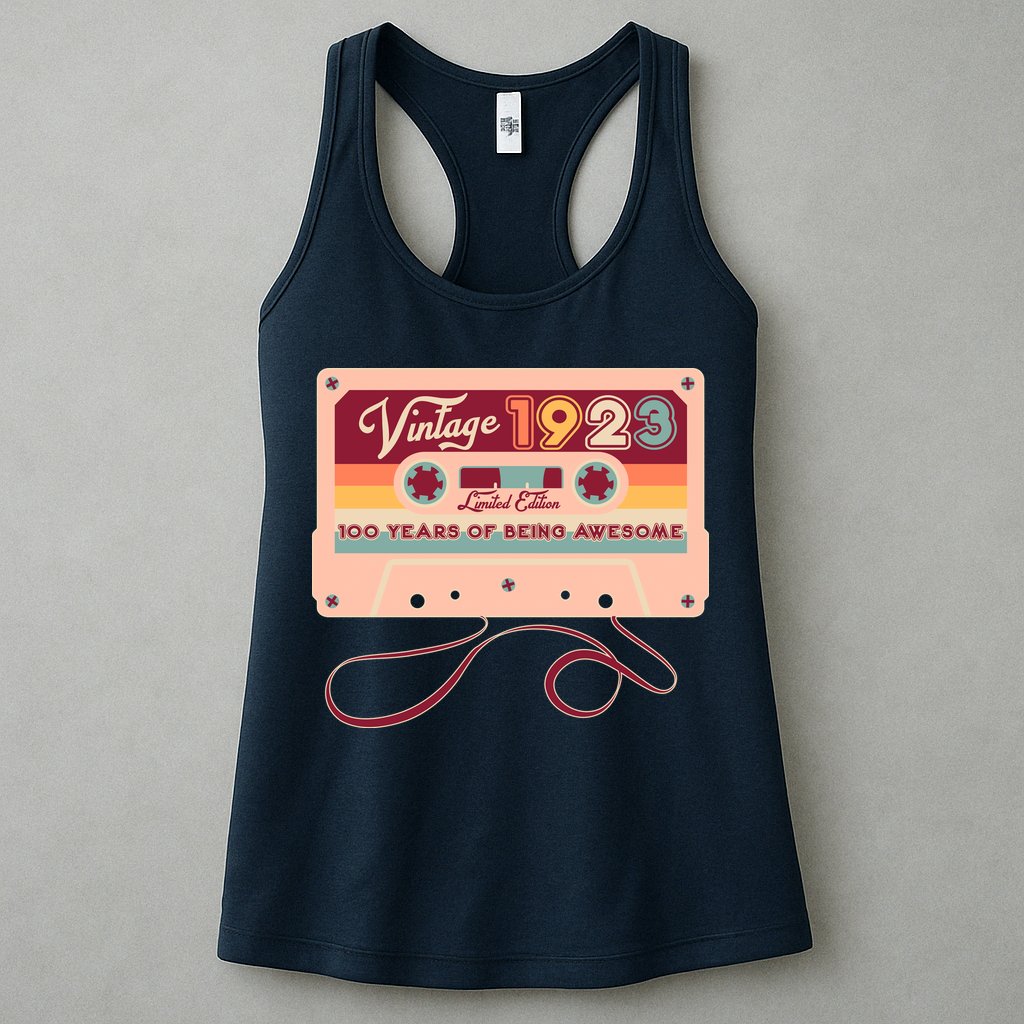 Cute Cassette Tape Limited Edition Vintage 1923 100 Years Of Being Awesome Womens Tank Top