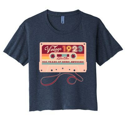 Cute Cassette Tape Limited Edition Vintage 1923 100 Years Of Being Awesome Women's Crop Top Tee