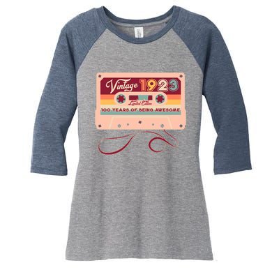 Cute Cassette Tape Limited Edition Vintage 1923 100 Years Of Being Awesome Women's Tri-Blend 3/4-Sleeve Raglan Shirt