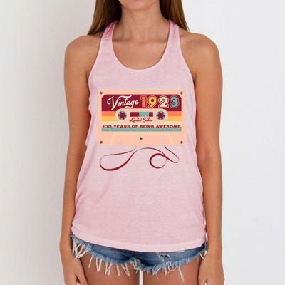 Cute Cassette Tape Limited Edition Vintage 1923 100 Years Of Being Awesome Women's Knotted Racerback Tank