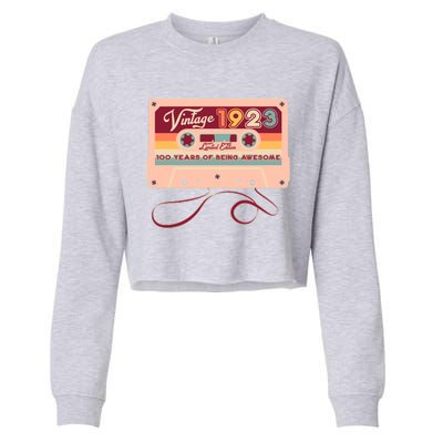 Cute Cassette Tape Limited Edition Vintage 1923 100 Years Of Being Awesome Cropped Pullover Crew