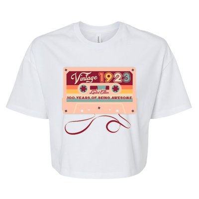 Cute Cassette Tape Limited Edition Vintage 1923 100 Years Of Being Awesome Bella+Canvas Jersey Crop Tee