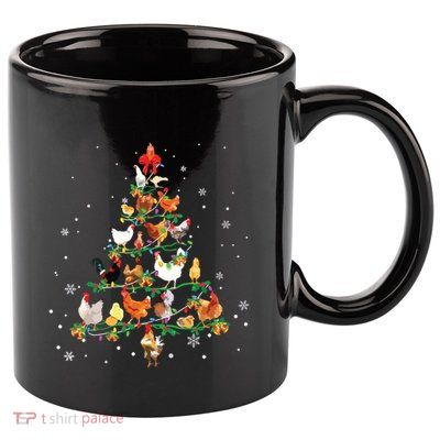 Chicken Christmas Tree Ornament Decor Xmas 11oz C Handle Ceramic Mug