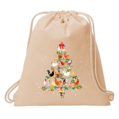 Chicken Christmas Tree Ornament Decor Xmas Drawstring Bag
