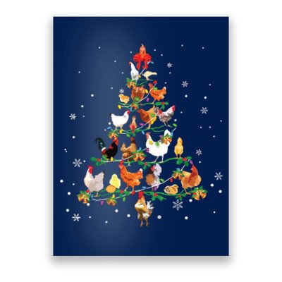 Chicken Christmas Tree Ornament Decor Xmas Poster