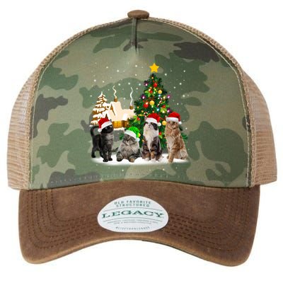 Cats Christmas Tree Lights Ugly Cat Mom Cat Lover Cool Gift Legacy Tie Dye Trucker Hat