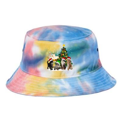 Cats Christmas Tree Lights Ugly Cat Mom Cat Lover Cool Gift Tie Dye Newport Bucket Hat