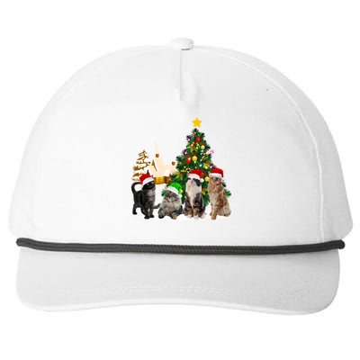 Cats Christmas Tree Lights Ugly Cat Mom Cat Lover Cool Gift Snapback Five-Panel Rope Hat