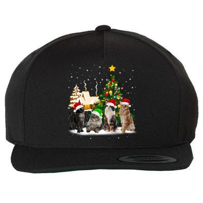 Cats Christmas Tree Lights Ugly Cat Mom Cat Lover Cool Gift Wool Snapback Cap