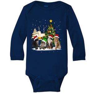 Cats Christmas Tree Lights Ugly Cat Mom Cat Lover Cool Gift Baby Long Sleeve Bodysuit