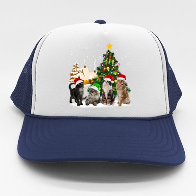 Cats Christmas Tree Lights Ugly Cat Mom Cat Lover Cool Gift Trucker Hat