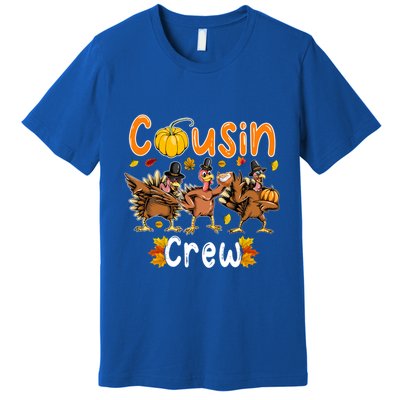 Cousin Crew Thanksgiving Three Fall Dabbing Turkeys Lover Cool Gift Premium T-Shirt