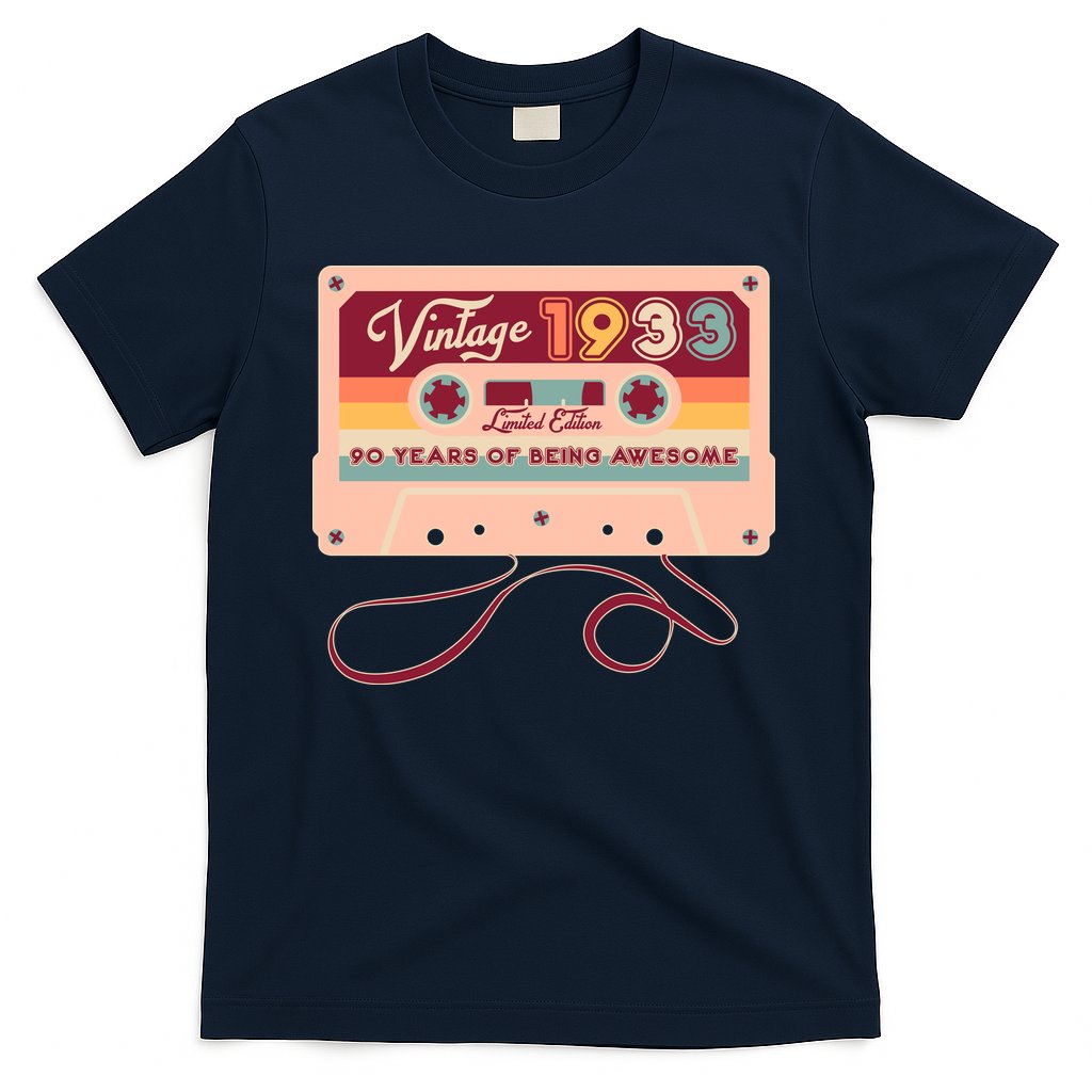 Cute Cassette Tape Limited Edition Vintage 1933 90 Years Of Being Awesome T-Shirt