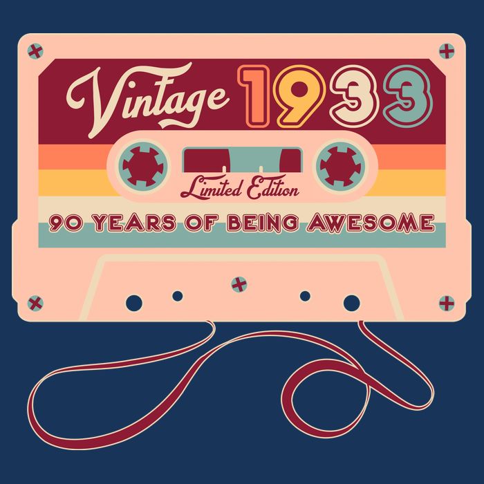 Cute Cassette Tape Limited Edition Vintage 1933 90 Years Of Being Awesome T-Shirt