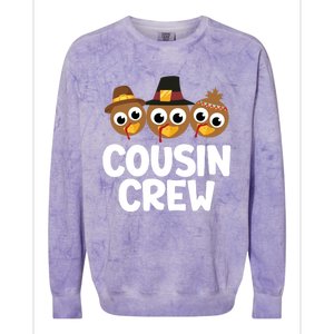 Cousin Crew Turkey Matching Family Thanksgiving Pjs Pajamas Gift Colorblast Crewneck Sweatshirt