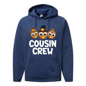 Cousin Crew Turkey Matching Family Thanksgiving Pjs Pajamas Gift Performance Fleece Hoodie