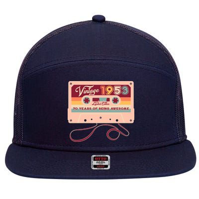 Cute Cassette Tape Limited Edition Vintage 1953 70 Years Of Being Awesome 7 Panel Mesh Trucker Snapback Hat