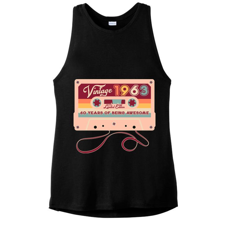 Cute Cassette Tape Limited Edition Vintage 1963 60 Years Of Being Awesome Ladies PosiCharge Tri-Blend Wicking Tank