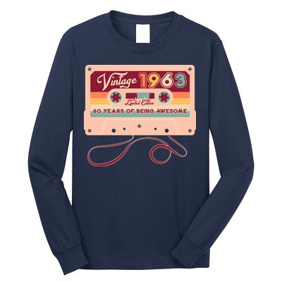 Cute Cassette Tape Limited Edition Vintage 1963 60 Years Of Being Awesome Long Sleeve Shirt