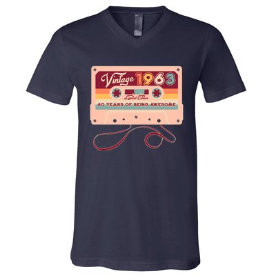 Cute Cassette Tape Limited Edition Vintage 1963 60 Years Of Being Awesome V-Neck T-Shirt