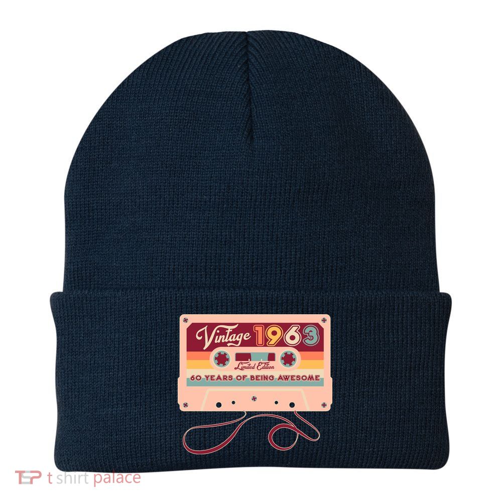 Cute Cassette Tape Limited Edition Vintage 1963 60 Years Of Being Awesome Beanie