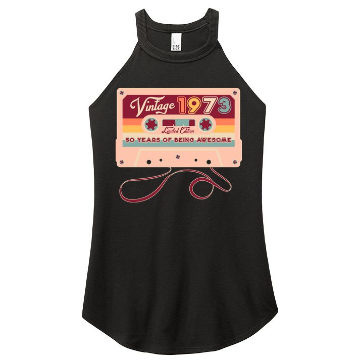 Cute Cassette Tape Limited Edition Vintage 1973 50 Years Of Being Awesome Women's Perfect Tri Rocker Tank