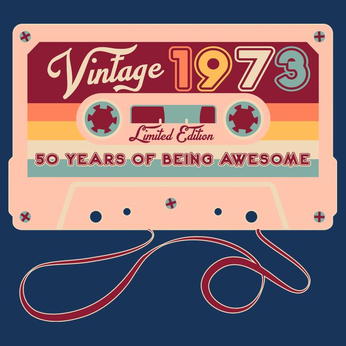 Cute Cassette Tape Limited Edition Vintage 1973 50 Years Of Being Awesome Apron