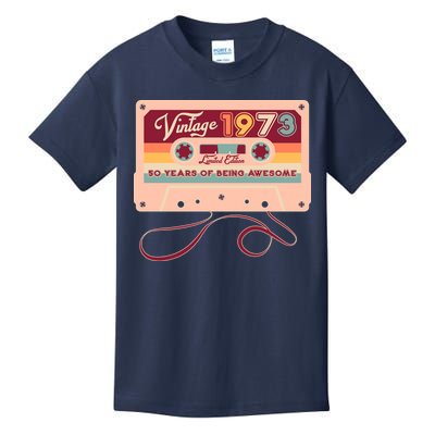 Cute Cassette Tape Limited Edition Vintage 1973 50 Years Of Being Awesome Kids T-Shirt