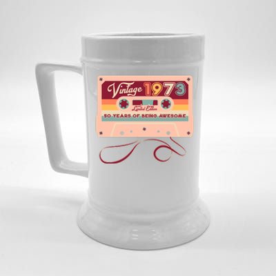 Cute Cassette Tape Limited Edition Vintage 1973 50 Years Of Being Awesome Beer Stein