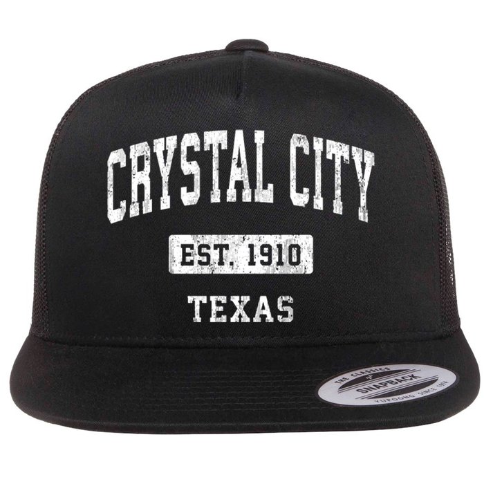 Crystal City Texas Tx Vintage Sports Established Flat Bill Trucker Hat