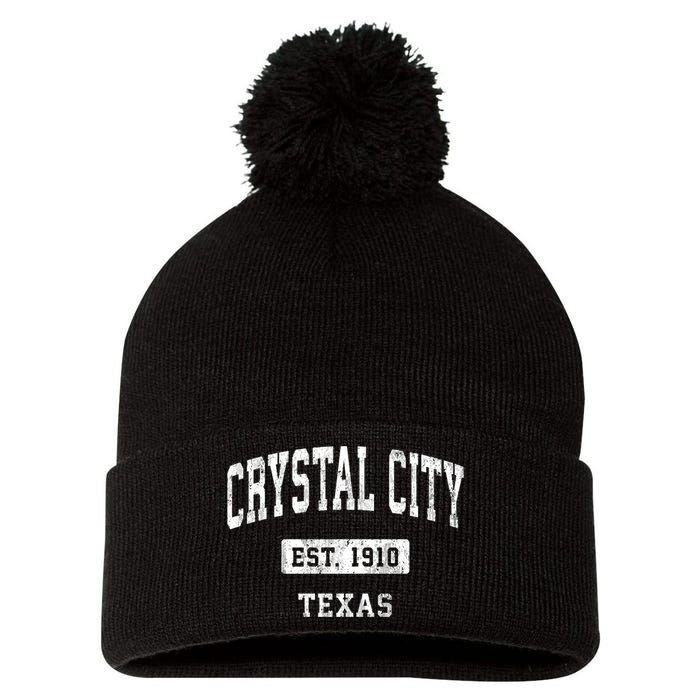 Crystal City Texas Tx Vintage Sports Established Pom Pom 12in Knit Beanie