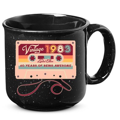 Cute Cassette Tape Limited Edition Vintage 1983 40 Years Of Being Awesome 15oz Campfire Ceramic Mug