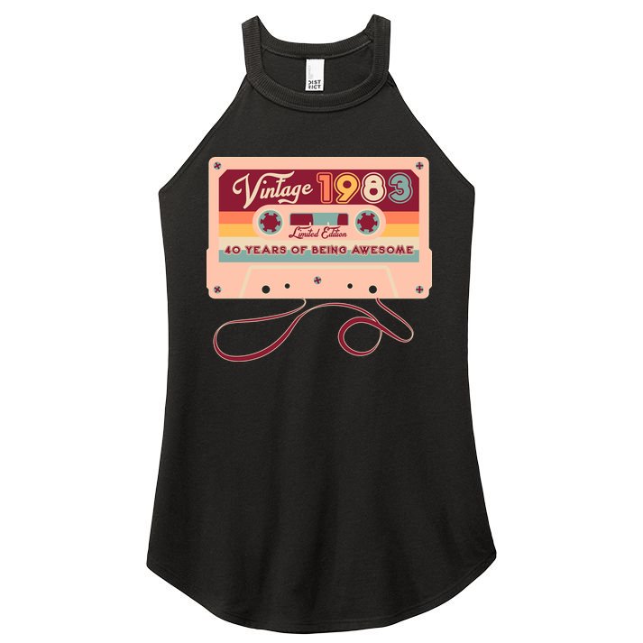 Cute Cassette Tape Limited Edition Vintage 1983 40 Years Of Being Awesome Women's Perfect Tri Rocker Tank