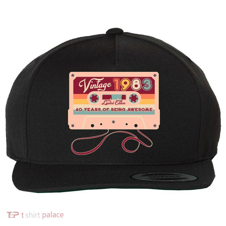 Cute Cassette Tape Limited Edition Vintage 1983 40 Years Of Being Awesome Wool Snapback Cap